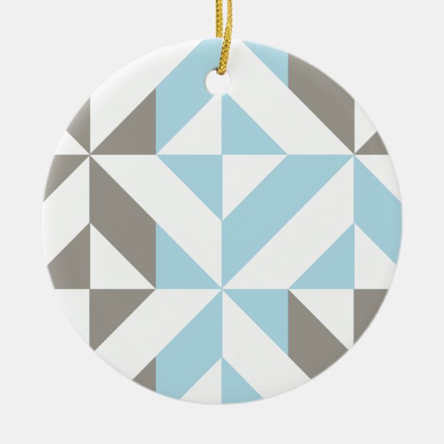 Décoration En Céramique ZigZag géométrique bleu et argent (Devant)