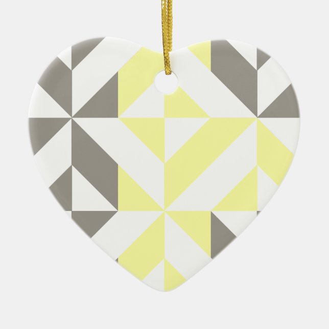 Décoration En Céramique ZigZag géométrique jaune et argent (Devant)