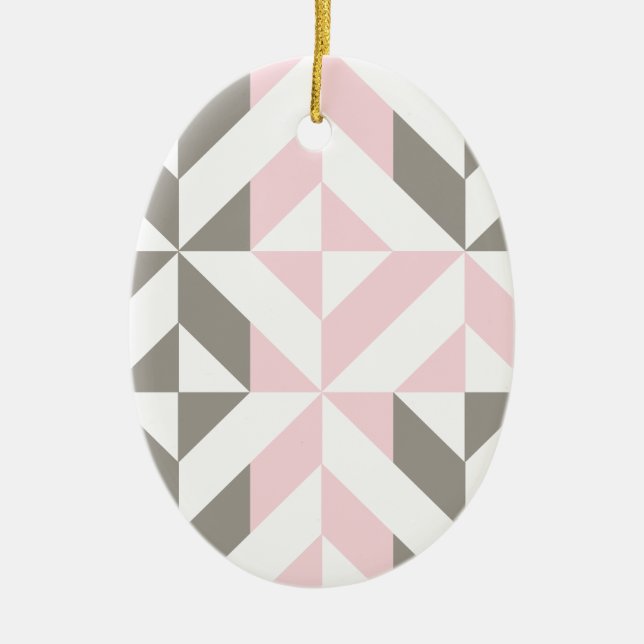 Décoration En Céramique ZigZag géométrique rose et argent (Devant)