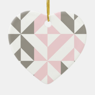Décoration En Céramique ZigZag géométrique rose et argent
