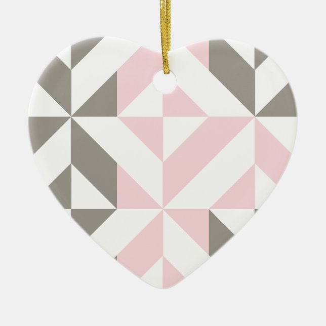 Décoration En Céramique ZigZag géométrique rose et argent (Devant)