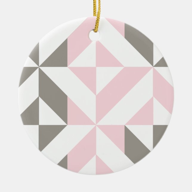 Décoration En Céramique ZigZag géométrique rose et argent (Devant)