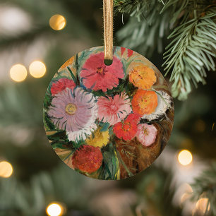 Décoration En Céramique Zinnias et Asters   Tadeusz Makowski