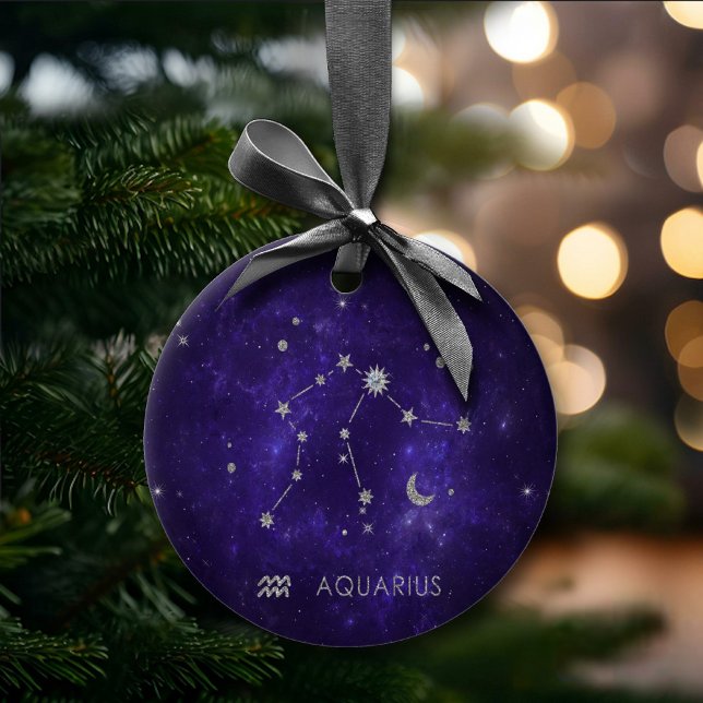 Décoration En Céramique Zodiac Purple Aquarius | Horoscope astrologique (Créateur téléchargé)