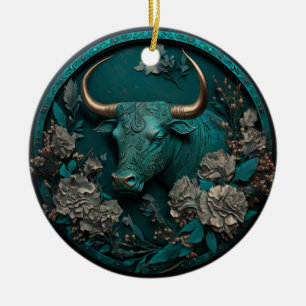 Décoration En Céramique Zodiac Taurus Metal Art