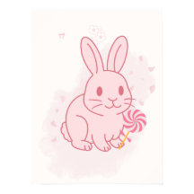 Décoration murale de nursery avec un lapin rose mi