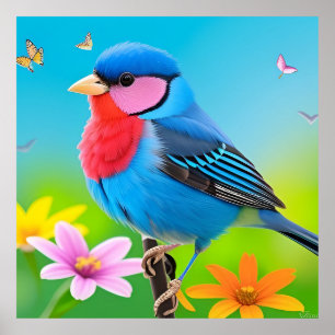 Décoration murale d'impression d'oiseaux de jardin