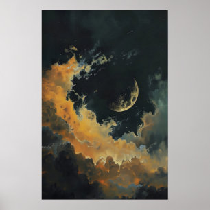 Décoration murale Lune et Étoiles célestes, Croiss