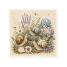 Décoration murale métallique vintage escargots bot