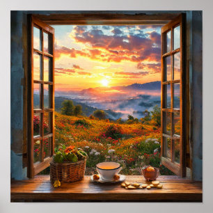Décoration murale Paysage de fenêtre d'illusion Sc
