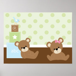 Décoration murale pour enfants Oursons Bruns