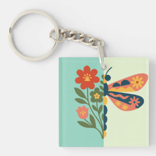 Décoration papillon colorée avec éléments floraux
