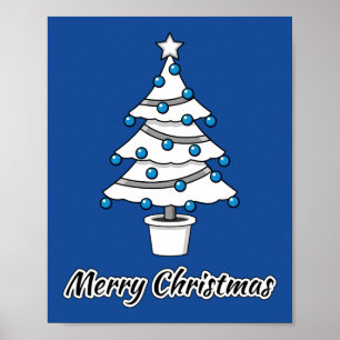 Décorations Bleues Arbre de Noël Blanc - Joyeux No