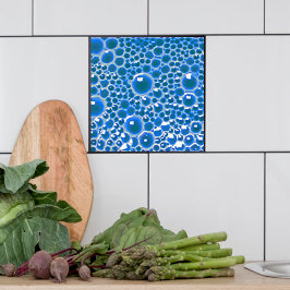 Decorative 4" Fliese mit Bläschen in blauem Glanz