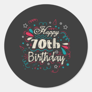 Decorative 70th Birthday Runder Aufkleber