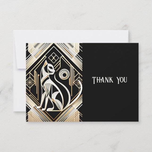 Decorative Abstrakt Black Cat Danke Karte (Vorderseite)