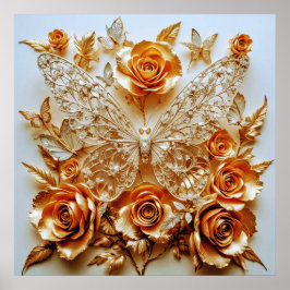 Decorative Art Silver and Gold - Schmetterlinge #2 Poster