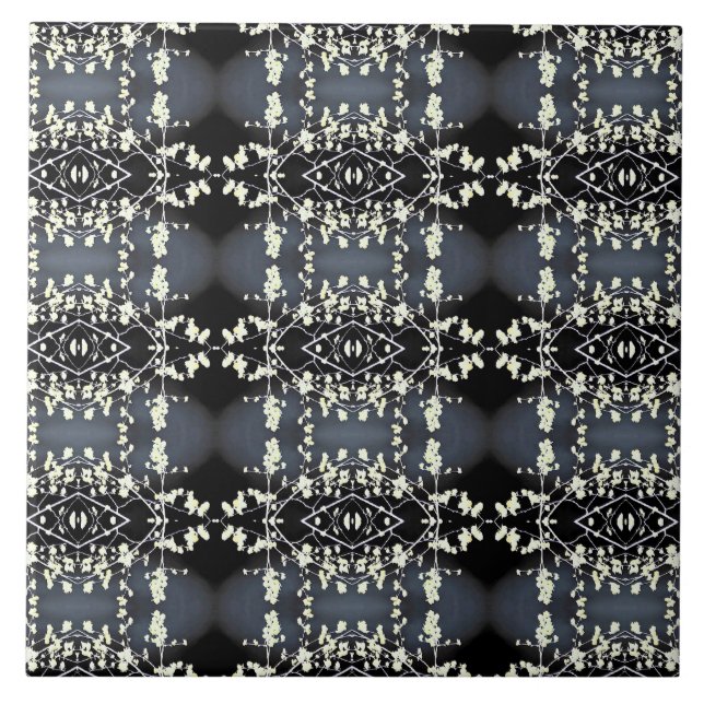 Decorative black and white pattern fliese (Vorderseite)