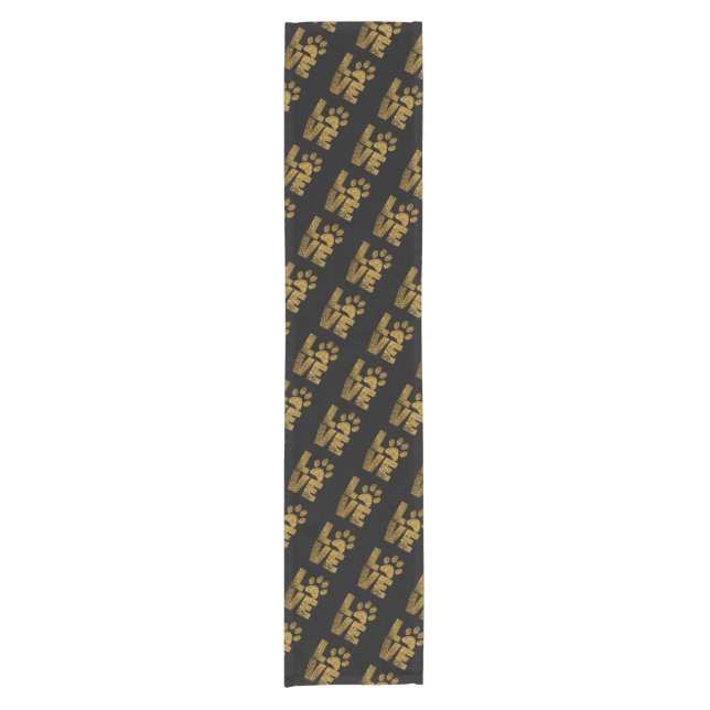 Decorative Black Animal paw print Kurzer Tischläufer (Vorderseite)