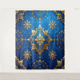 Decorative Blue Gold Holiday Backdrop Wandteppich