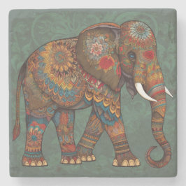 Decorative Boho Elephant Artwork Steinuntersetzer