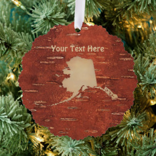 Décorative Carte Alaska Sur L'Écorce De Birch Intérieur