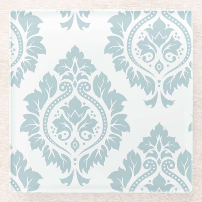 Decorative Damask Art I Duck Egg Blue on White Glasuntersetzer (Vorderseite)