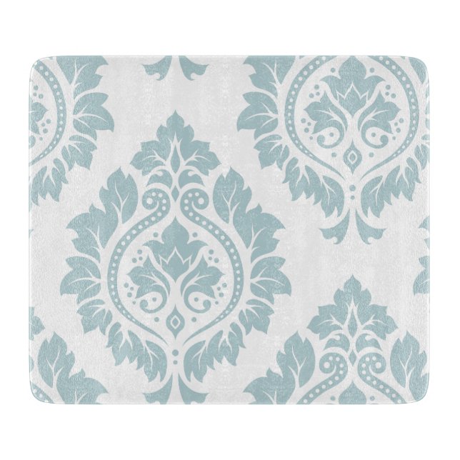 Decorative Damask Art I Duck Egg Blue on White Schneidebrett (Vorderseite)