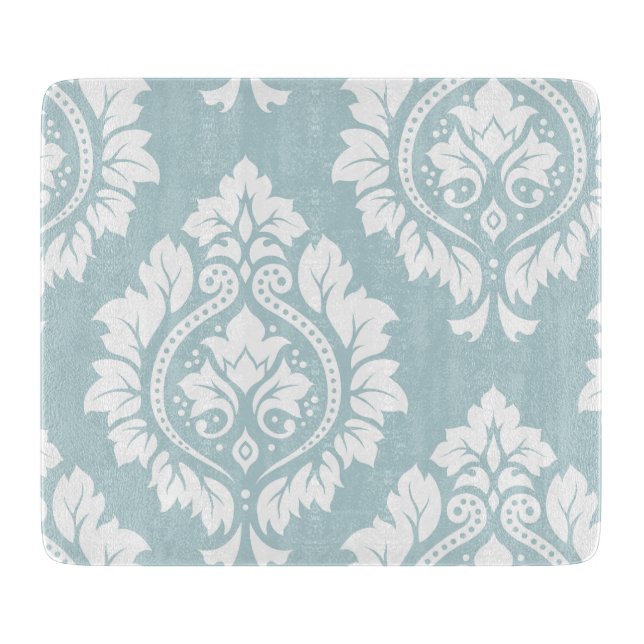 Decorative Damask Art I White on Duck Egg Blue Schneidebrett (Vorderseite)