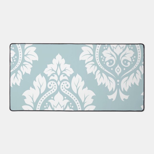 Decorative Damask Art I White on Duck Egg Blue Schreibtischunterlage (Vorderseite)