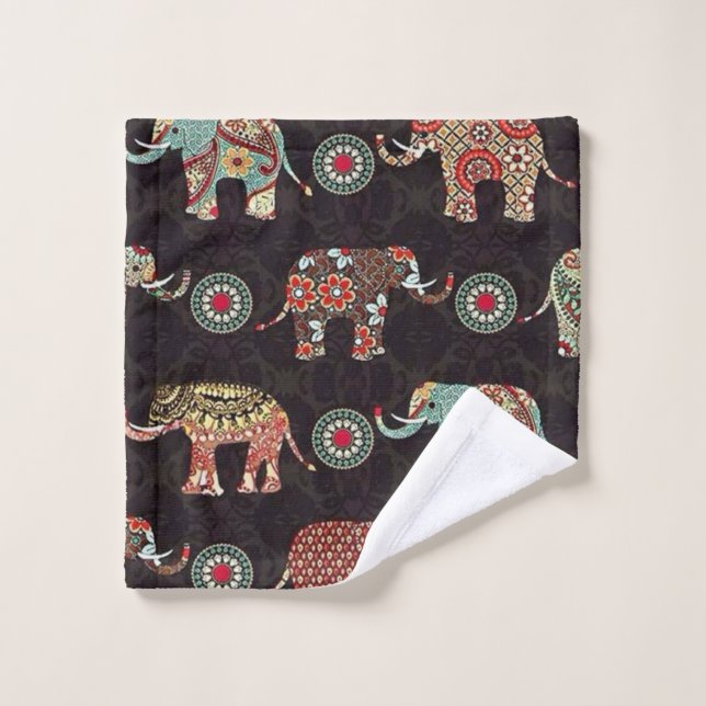 Decorative Elephant Pattern Bath Towel (Gant de toilette)