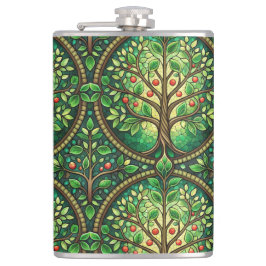 Decorative flask featuring a vibrant tree design  flachmann