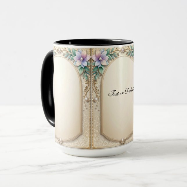 Decorative Floral Frame Mug Tasse (Vorderseite Links)