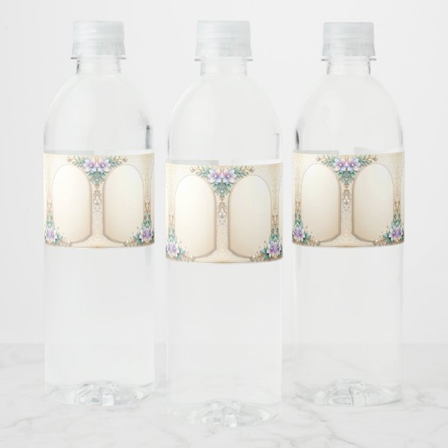 Decorative Floral Frame Water Bottle Label (Flaschen)