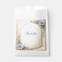 Decorative Floral Frame with Pearls Favor Bag