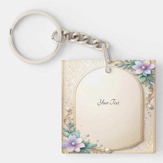 Decorative Floral Frame with Pearls Keychain (Devant)