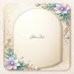 Decorative Floral Frame with Pearls Paper Coaster Rechteckiger Pappuntersetzer<br><div class="desc">Beautiful Decorative Floral Frame with Pearls Paper Coaster</div>