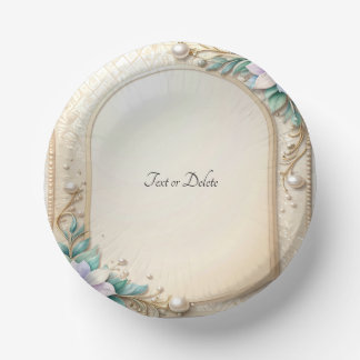 Decorative Floral Frame with Pearls Pappteller
