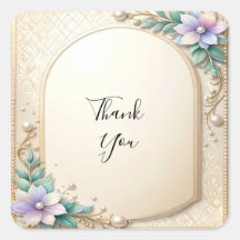 Decorative Floral Frame with Pearls Sticker