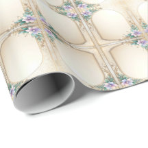Decorative Floral Frame with Pearls Wrapping Paper