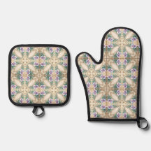 Decorative Floral Oven Mitt & Pot Holder Set