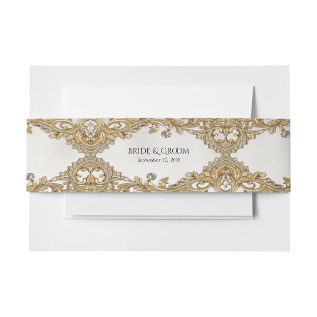 Decorative Gold Einladung Bauchband Einladungsbanderole (Vorderseite Beispiel)