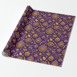 Decorative Gold Outlinated Weihnachtsschmuck Geschenkpapier