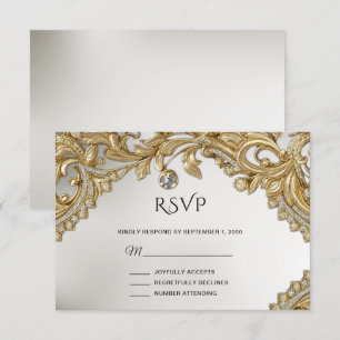 Decorative Gold RSVP Card