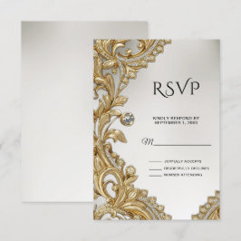 Decorative Gold RSVP Card Karte