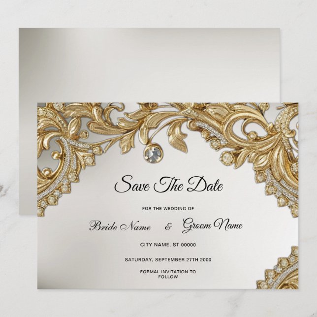 Decorative Gold Save the Date (Vorne/Hinten)