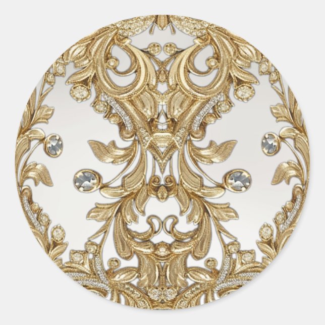 Decorative Gold-Siegel-Hochzeitsticker Runder Aufkleber (Vorderseite)