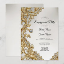 Decorative Gold Verlobung Einladung
