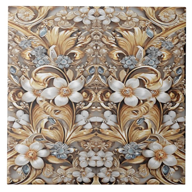 Decorative Gold Weiße Keramik Tile Fliese (Vorderseite)