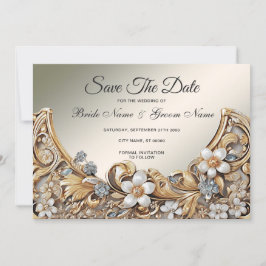 Decorative Goldblume Save the Date